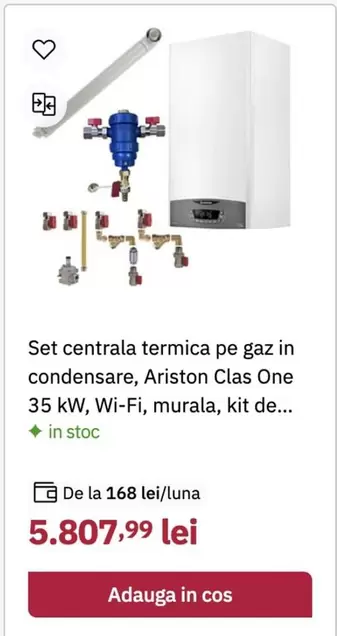 centrala termica pe gaz in condensare Clas One 35 kW, Wi-Fi, murala, kit de...