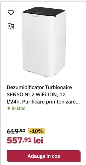 SENSO N12 WiFi ION, 12 1/24h, Purificare prin Ionizare