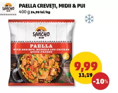 PAELLA CREVEȚI, MIDII & PUI