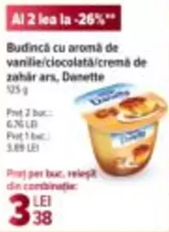 Budincă cu aromă de vanilie/ciocolată/cremă de zahăr ars