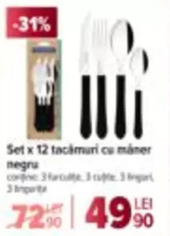Set x 12 tacamuri cu mâner negru