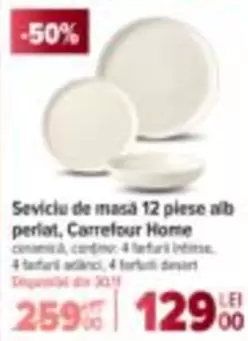 Alb - Seviciu de masă 12 piese alb perlat