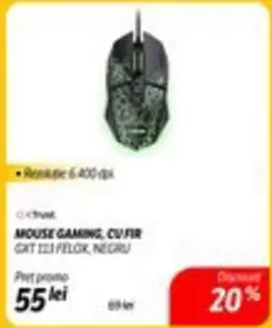 MOUSE GAMING, CU FIR GHT 123 FELOK, NEGRU