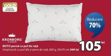 Alb - pernă cu puf de raţă