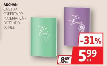 Auchan - CAIET A4 COPERTA PP MATEMATICĂ / DICTANDO 60 FILE