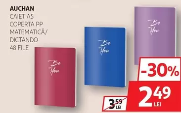 Auchan - CAIET A5 COPERTA PP MATEMATICĂ/DICTANDO 48 FILE