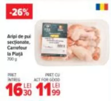 Aripi de pui secționate, Carrefour la Piață