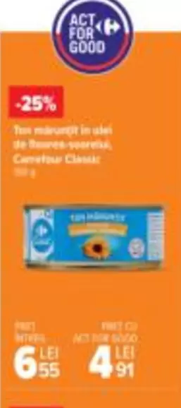 Tun maruntit in ulei de floarea-soarelui