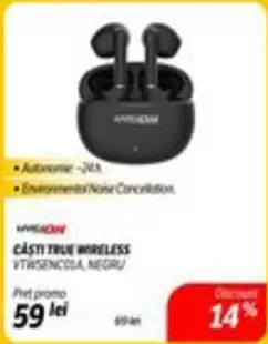 CASTI TRUE WIRELESS VTWISENCOLA, NEGRU