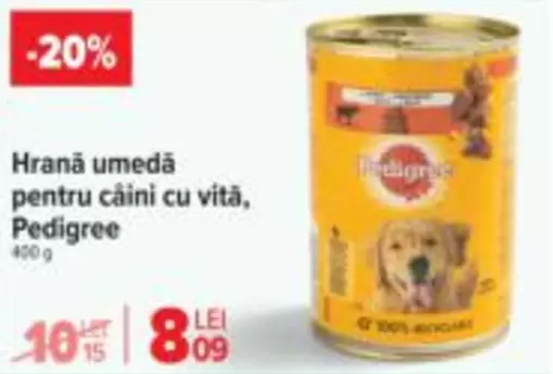 Hrană umedă pentru câini cu vită