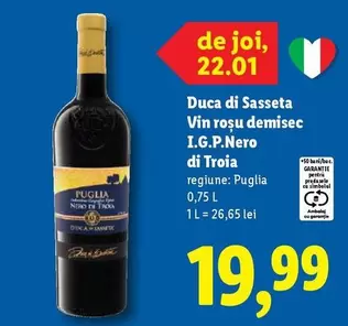 Vin rosu demisec I.G.P.Nero di Troia