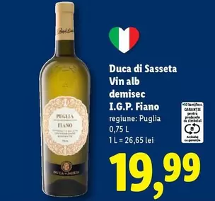 Alb - Vin alb demisec I.G.P. Fiano