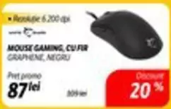 MOUSE GAMING, CU FIR GRAPHENE, NEGRU