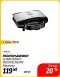 Tefal - PRAJITOR SANDWICH ULTRACOMPACT SM257236. NEGRU