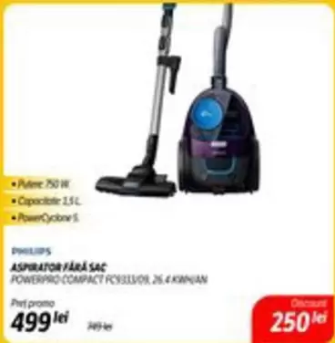 Philips - ASPIRATOR FARA SAC POWERPRO COMPACT FC9333/09, 26.4 KWH/AN