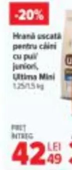 Hrană uscată pentru caini cu pui juniori, Ultima Mini