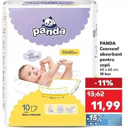 Cearceaf absorbant pentru copii 60 x 60 cm 10 buc