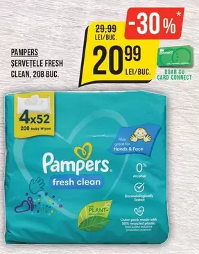 Pampers - ŞERVEŢELE FRESH CLEAN, 208 BUC.