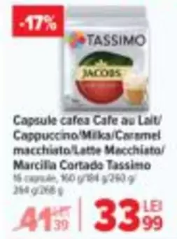 Tassimo - Cafe au Lait/Cappuccino/Mika/Caramel macchisto/Latte Macchiato/Marcilla Cortado
