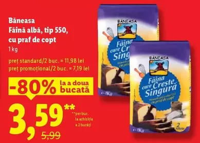 Fäină albă, tip 550, cu praf de copt