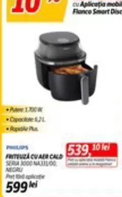Philips - FRITEUZA CU AER CALD SERIA 3000 NA331/00 NEGRU