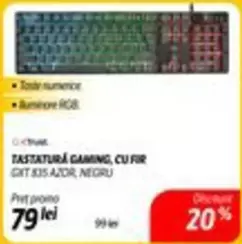 TASTATURA GAMING, CU FIR GHT 835 AZOR, NEGRU