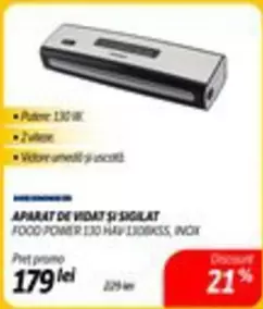 APARAT DE VIDAT ŞI SIGILAT FOOD POWER 130 HAV 130BKSS, INCK