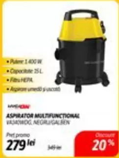 ASPIRATOR MULTIFUNCTIONAL VA340WDG, NEGRU/GALBEN