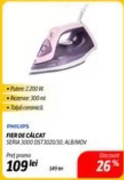 Philips - FIER DE CALCAT SERIA 3000 DST3020/30 ALB/MOV