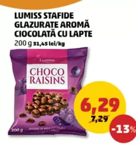 STAFIDE GLAZURATE AROMĂ CIOCOLATĂ CU LAPTE