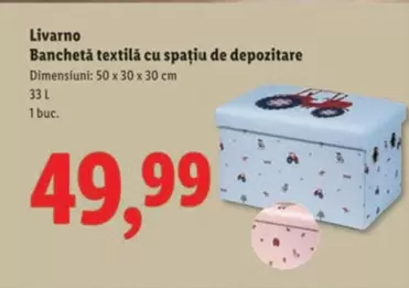 Banchetă textilă cu spațiu de depozitare