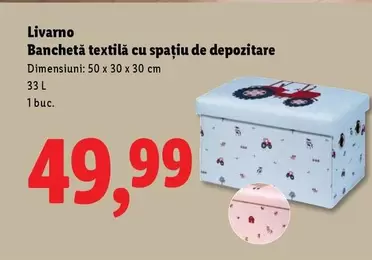 Banchetă textilă cu spațiu de depozitare