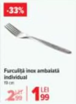 Furculiță inox ambalată individual