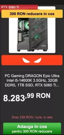 Intel - Gaming DRAGON Epic Ultra i5-14600K 3.5GHz, 32GB DDR5, 1TB SSD, RTX 5060 Ti