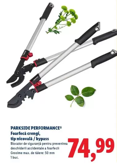 Foarfecă crengi, tip nicovalá/bypass