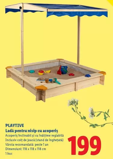 Ladă pentru nisip cu acoperiş