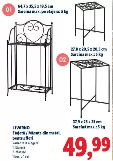 Etajeră / Măsuţe din metal, pentru flori