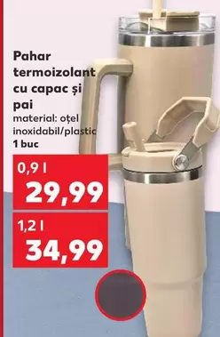 Pahar termoizolant cu capac și pai