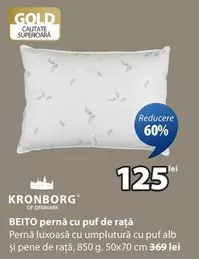 Alb - pernă cu puf de rață