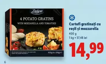 Cartofi gratinați cu roşii şi mozzarella