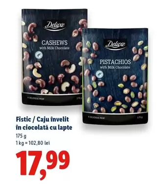 Fistic / Caju învelit în ciocolată cu lapte