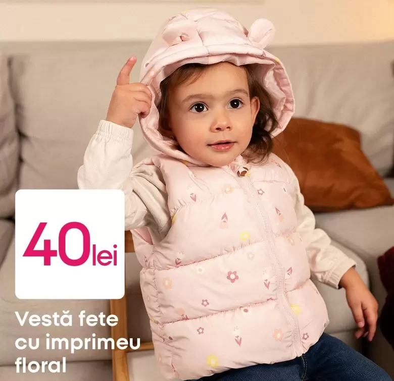 Vestă fete cu imprimeu floral