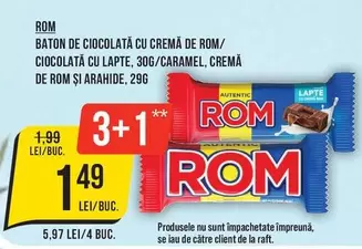 BATON DE CIOCOLATĂ CU CREMĂ DE ROM/ CIOCOLATĂ CU LAPTE