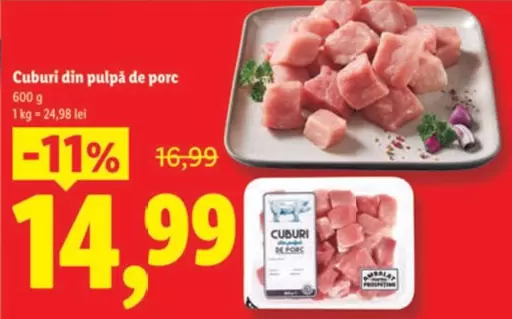 Cuburi din pulpă de porc