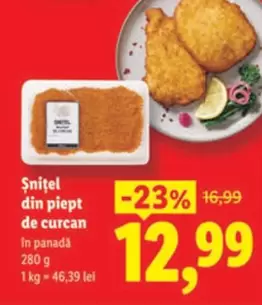 Sniţel din piept de curcan