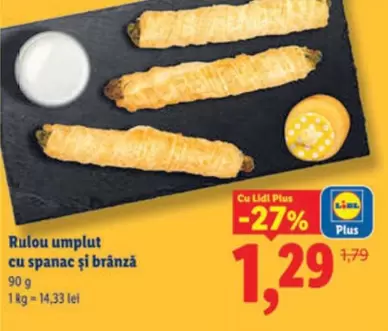 Rulou umplut cu spanac și brânză