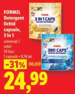 Detergent lichid capsule, 3 in 1 universal/color