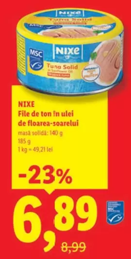 File de ton in ulei de floarea-soarelui