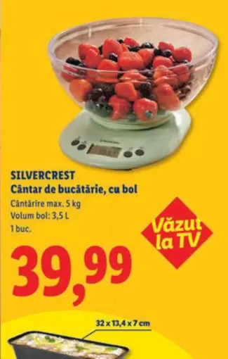 Cântar de bucătărie, cu bol