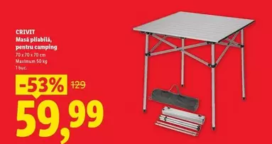 Masă pliabilă pentru camping